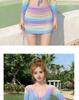 Women's Purple Tie-Dye Bikini 4-Piece Set - Tummy-Slimming & Cover-Up Hot Spring Swimwear