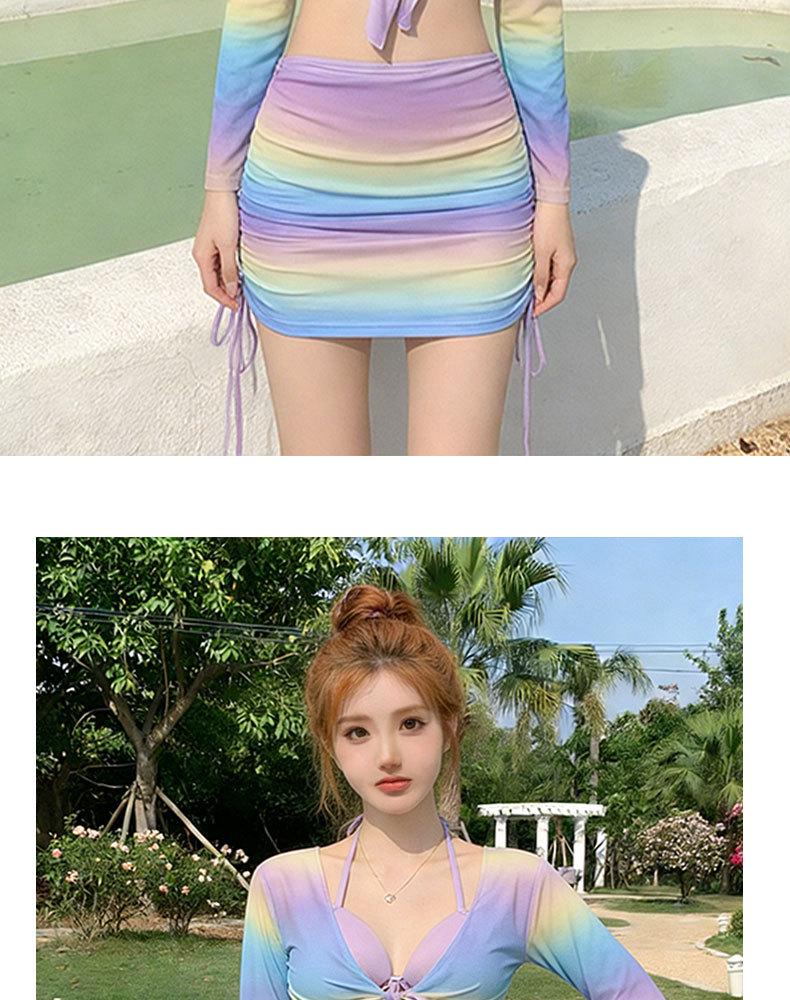 Women's Purple Tie-Dye Bikini 4-Piece Set - Tummy-Slimming & Cover-Up Hot Spring Swimwear