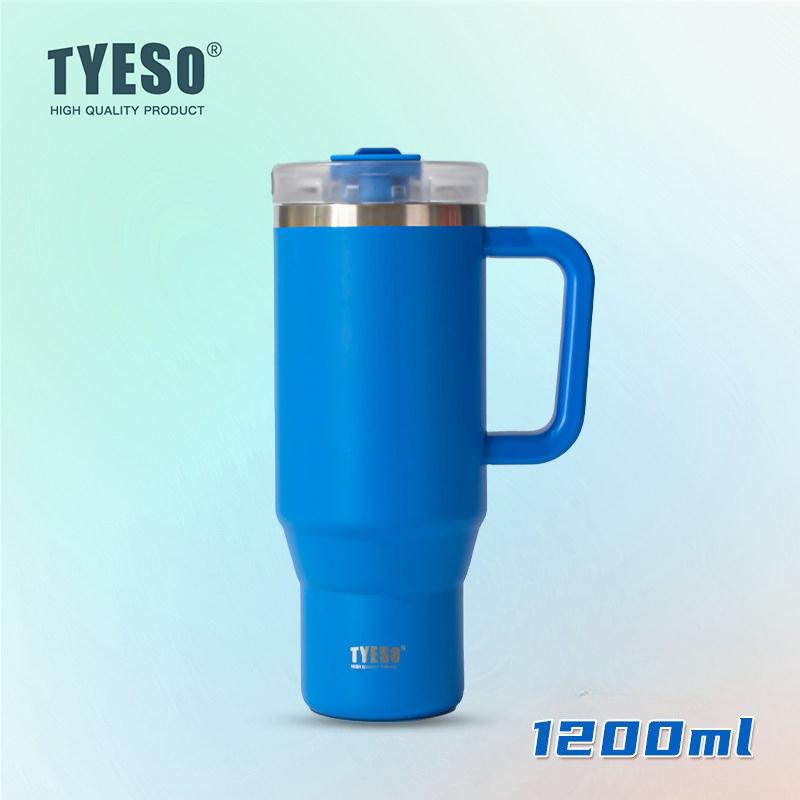 1200ml Tyeso Vacuum With Handle Bottle Stainless Steel Car Mug Straw Thermal Iced Travel Cup Tumbler Hot Cold Water Cup