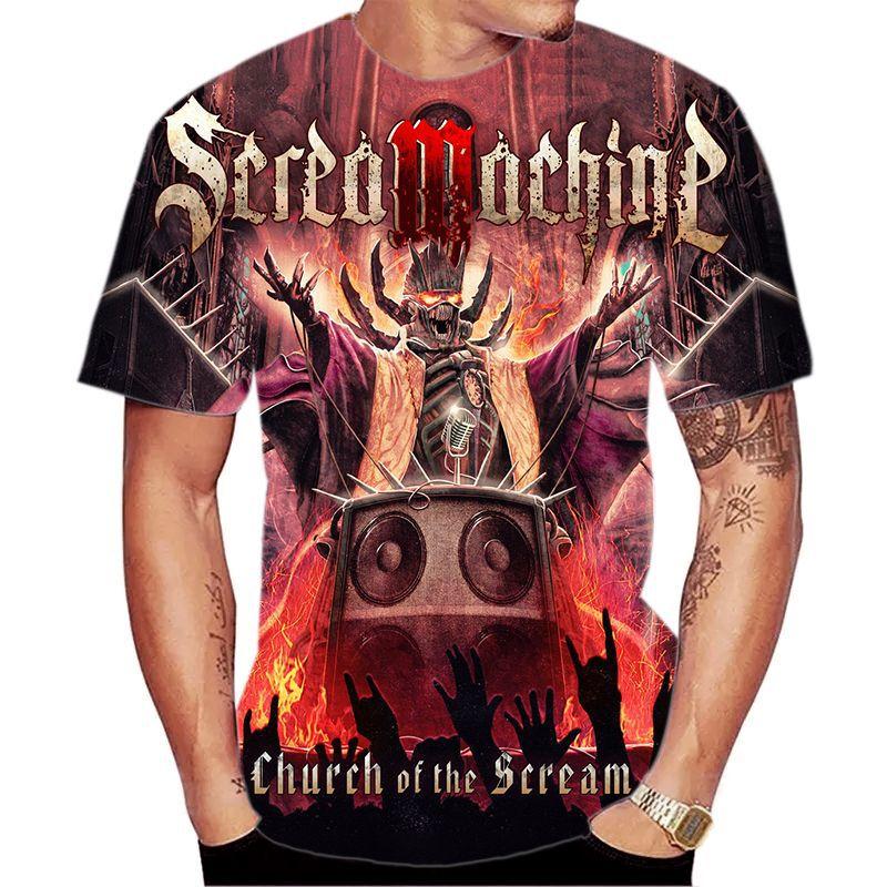 Летний новый продукт, модная мужская футболка с металлическим принтом скелета, 3D-цифровая печать, короткий рукав, модная мужская футболка S