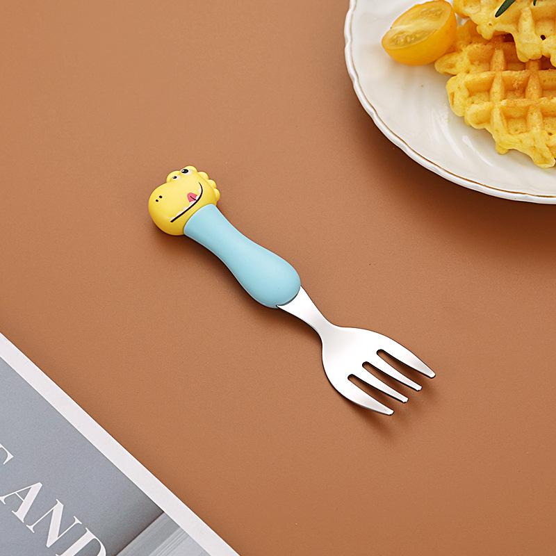 304 Stainless Steel Baby Tableware Set - Includes Spoon, Fork, Anti-Fall Cute Cartoon Chopsticks for Kids