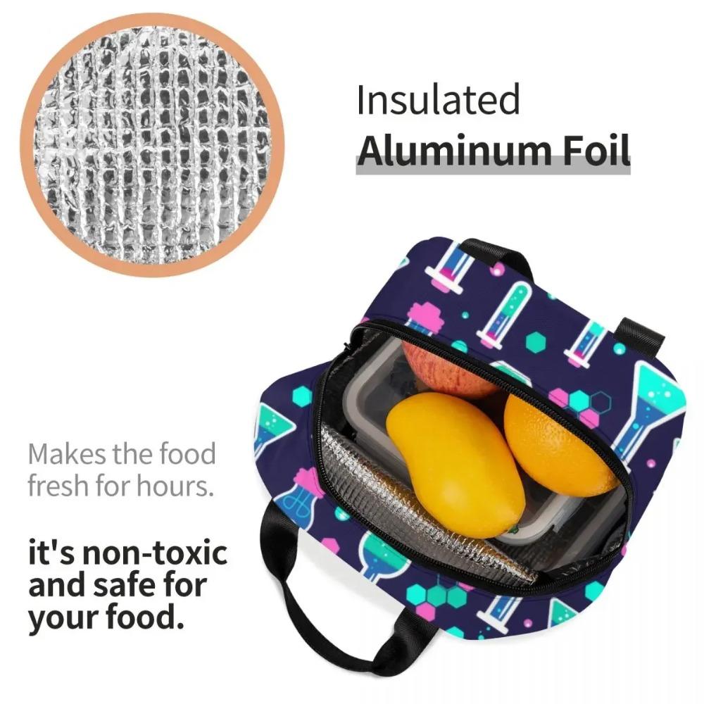 Pinke Wissenschaft Isolierte Lunch-Tragetasche für Frauen Chemisches Labor Chemie Technologie Tragbare Thermokühltasche Bento-Box