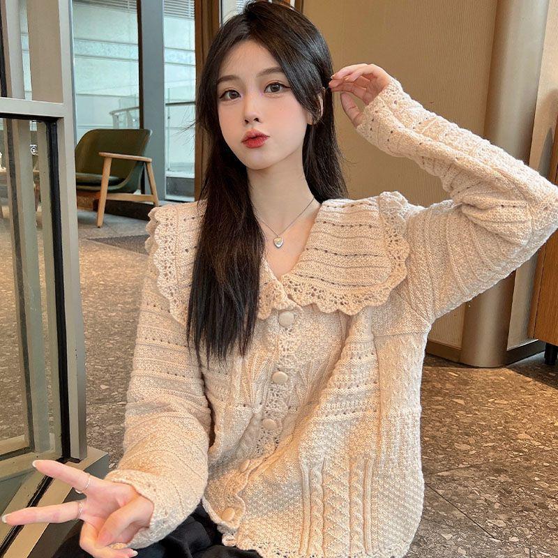 2024 French Doll Chic Knit Cardigan Sweater - Gentle Autumn/Winter Loose Fit