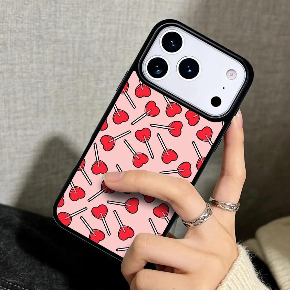 Capa Case for iPhone 17 Air 16 Pro Max 15 Plus 11 13 Mini 14 12 Back Phone Cover Red Lollipops
