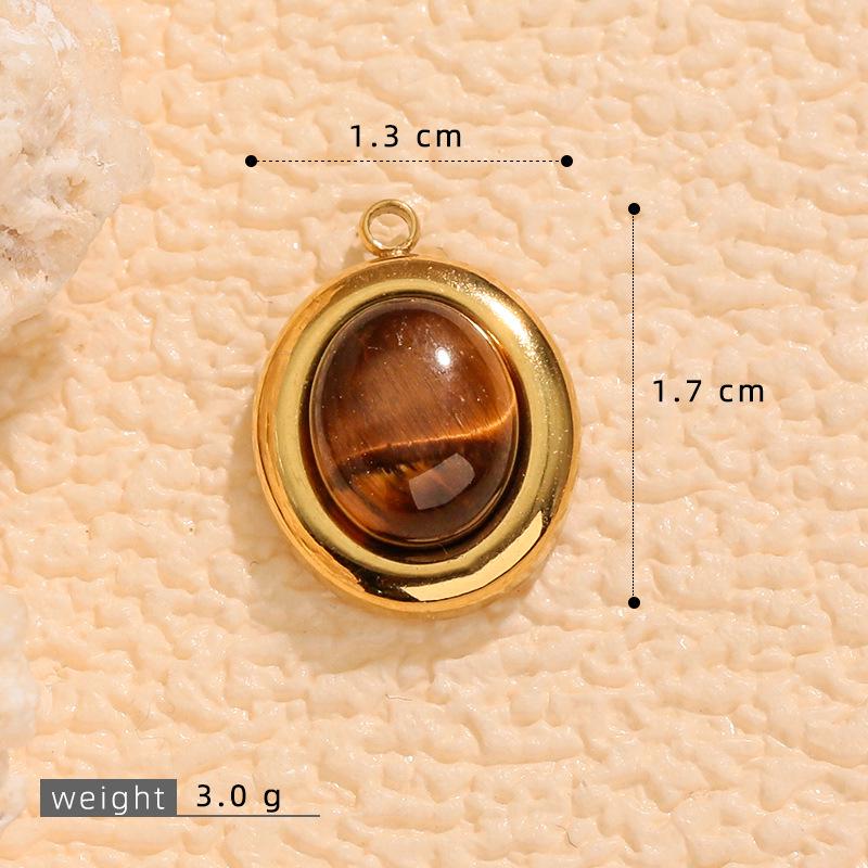 Irregular 3D Tiger's Eye 18K Gold Plated Stainless Steel Pendant Necklace.