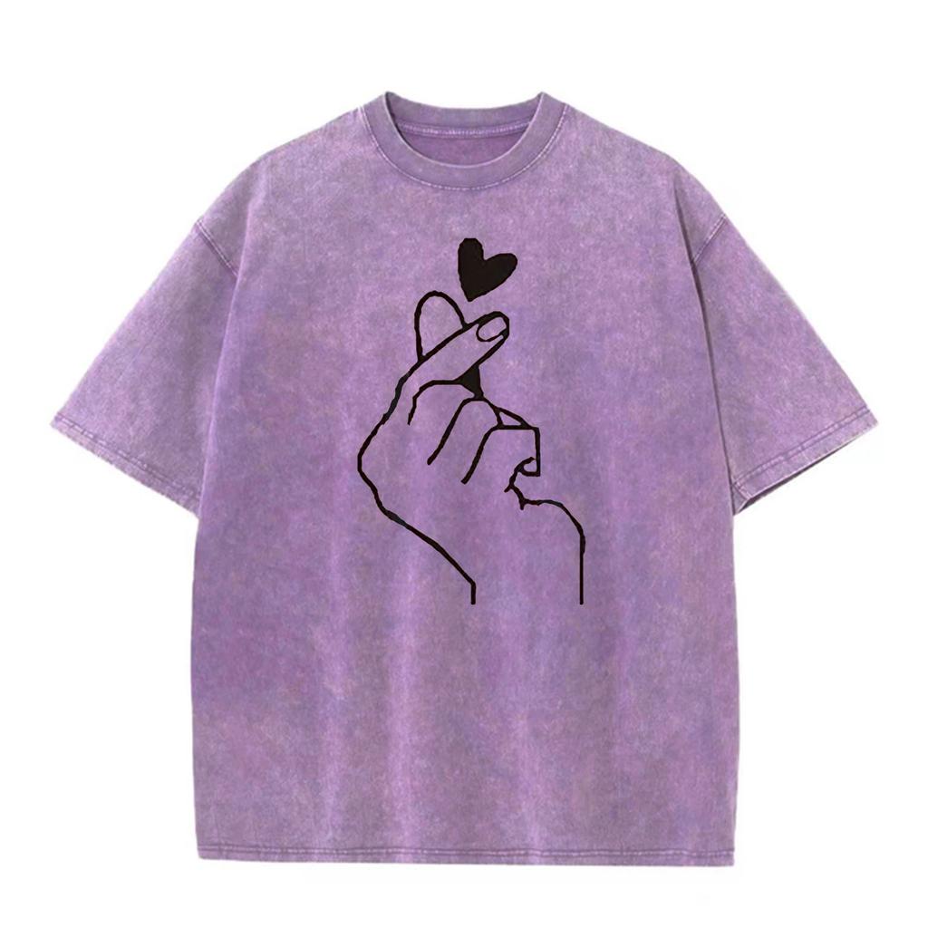 Men’s and Women’s Harajuku Graphic T-Shirt Love Heart Print Ulzzang Korean Style Tops Oversized Tee Short Sleeve