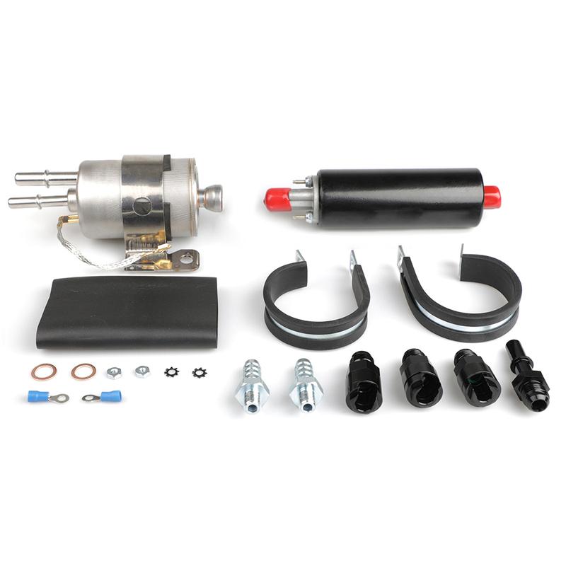 GSL392 Inline LS Fuel Pump & 58 PSI Fuel Filter Regulator EFI Conversion 255LPH High Pressure External Pump 6AN Fittings 400-939