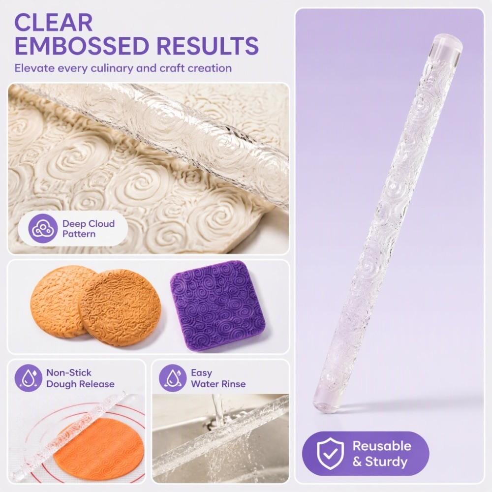 Acrylic Fondant Rolling Pin Non Stick Engraving Rolling Pin Fondant Decorating