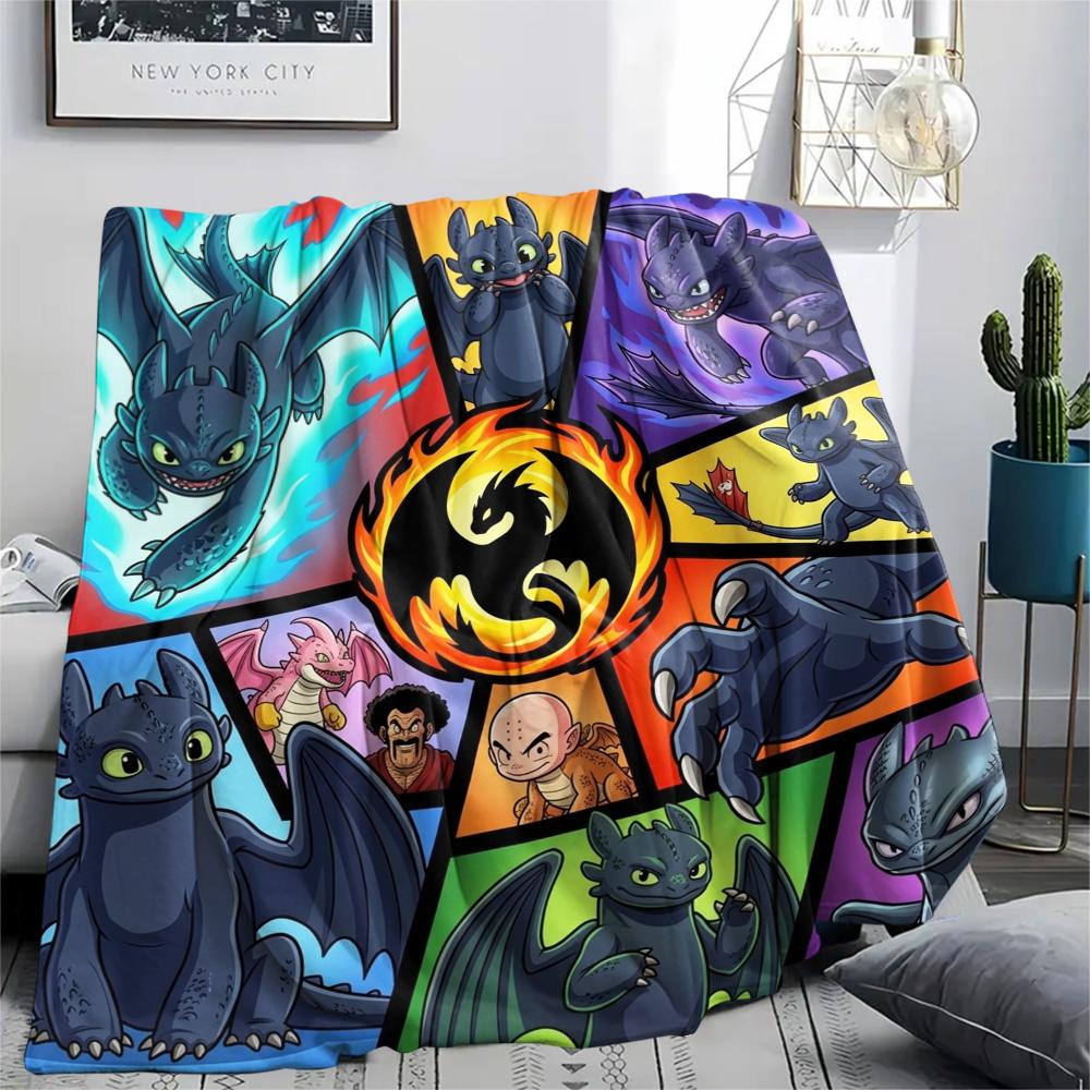 Toothless Night Fury Print Cozy Comfortable Flannel Blanket Warm for Indoor Bedroom Beds Picnics Travel.-TING