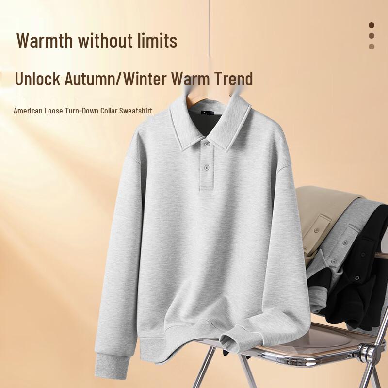 JEEP SPIRIT Men's Fleece-Lined Pullover Sweatshirt with Lapel Collar