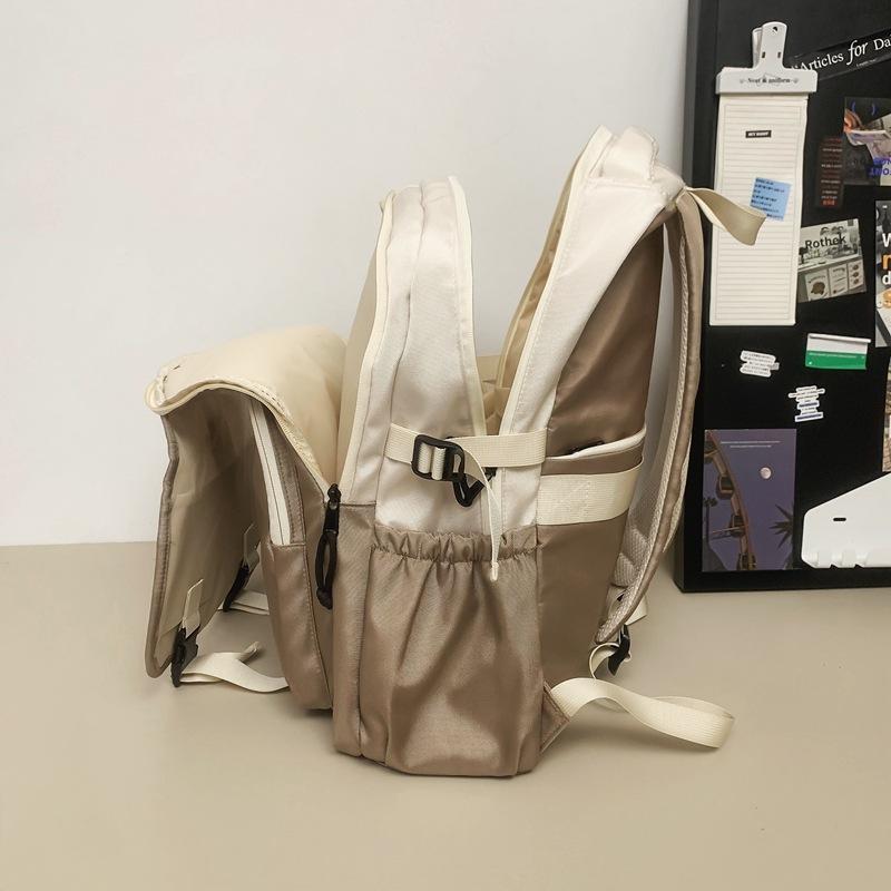 Men Letter Print Backpack Color Block Student Schoolbag Women Large Capacity Backpack