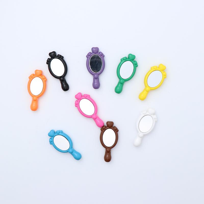 5/10/20Pcs Mini Cartoon Handheld Mirrors Straight Hole Beads Diy Jewelry Garment Pendant Accessory Dollhouse Decor