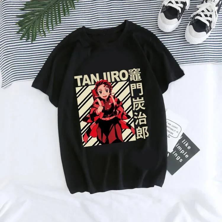 Japanisches Anime Demon Slayer T-Shirt für Damen Kimetsu No Yaiba Nezuko T-Shirt Weiblich Tanjirou Kamado Grafik y2k Kleidung Oberteile