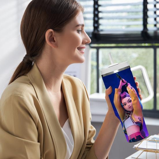 Edelstahlbecher mit Henkel Isolierter Autobecher 40oz Großes Fassungsvermögen Wasserflasche Thermobecher für Reisen Weihnachtsgeschenk für Freunde Familie