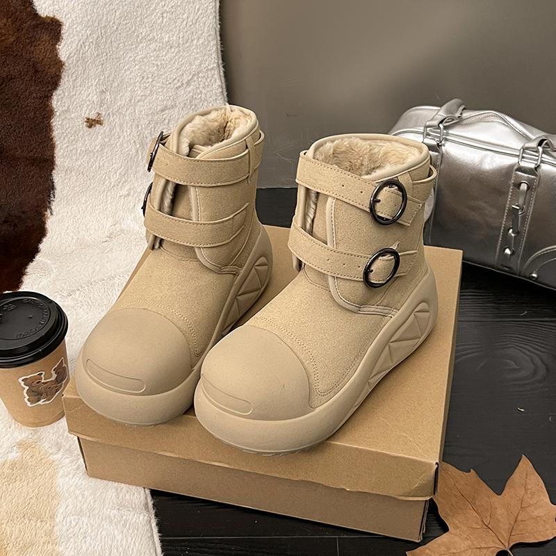 

Platform Snow Boots Women s 2026 Winter Big Round Toe Fleece Thickened Warm Cotton Boots 40