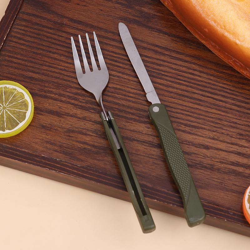 3ks přenosná mini sada nerezového nádobí Skládací sada příborů se lžící, vidličkou, noži pro venkovní kempování, piknik Talheres