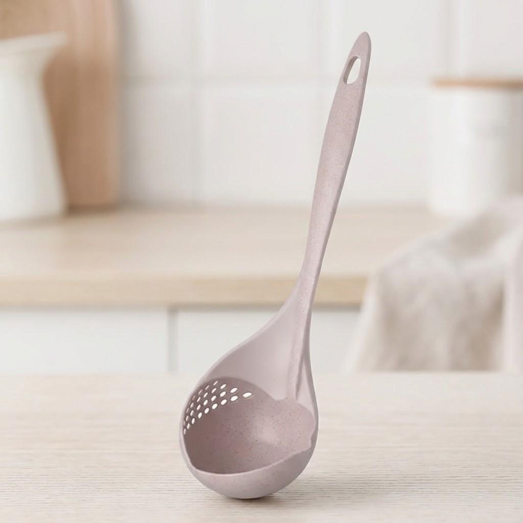 

Stainless Steel Kitchen Colander Ladle Long Handle Strainer Cooking Tool High Quality Durable Home Gadget бежевий
