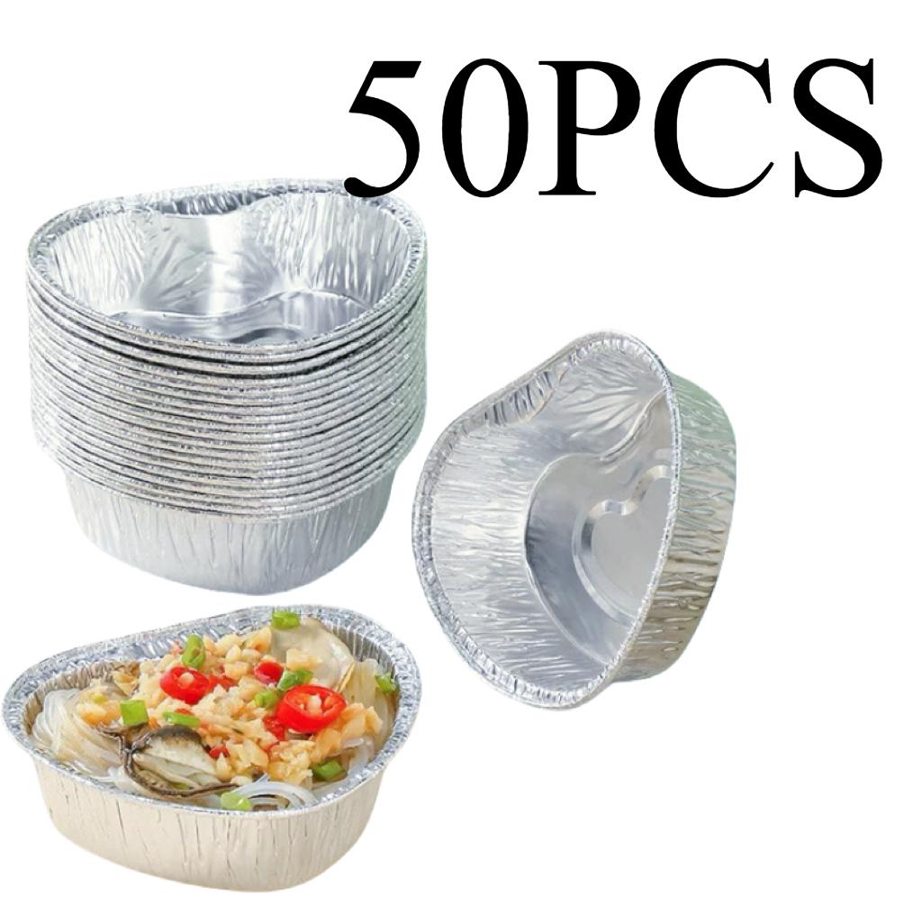 

50/100 шт. Алюминиевая фольга Жестяная коробка Одноразовый Утолщенный Форма сердца Жестяной поднос На вынос Выпечка Контейнер для еды Кухня Ресторан
