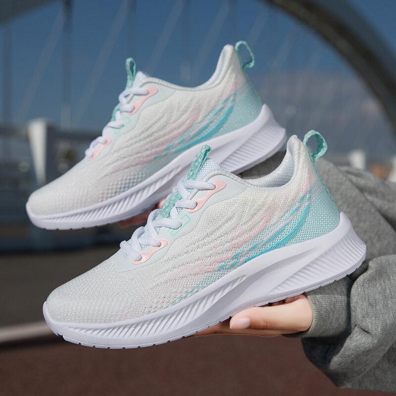 Fashion Colorful Women Running Shoes Breathable Knitted Casual Sports Shoes Female Lightweight Jogging Trainers