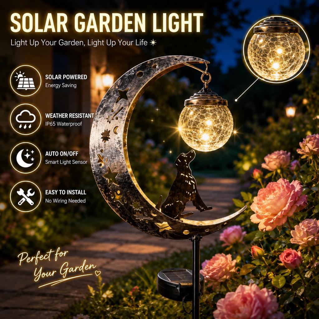 Solarbetriebene Rasenleuchten Hundefigur Glaskugel Erdspieß Garten Dekorative Lichter Ideales Festivalgeschenk
