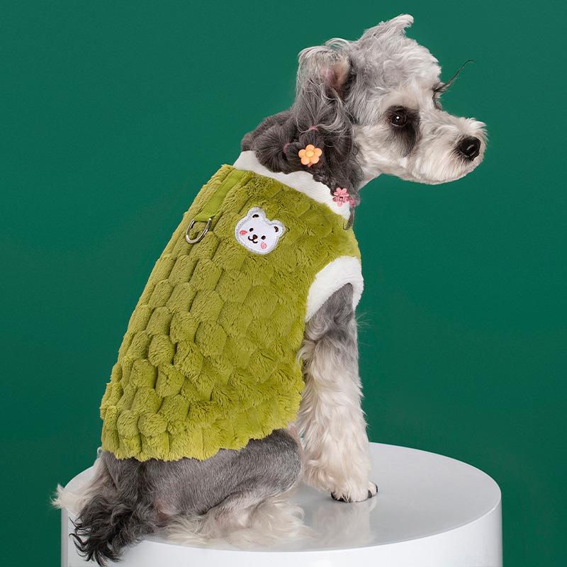 Popular Warm Checkered Fleece Dog Sweater - Comfortable, Thickened, Close-Fitting Vest for Spring, Autumn, and Winter.
