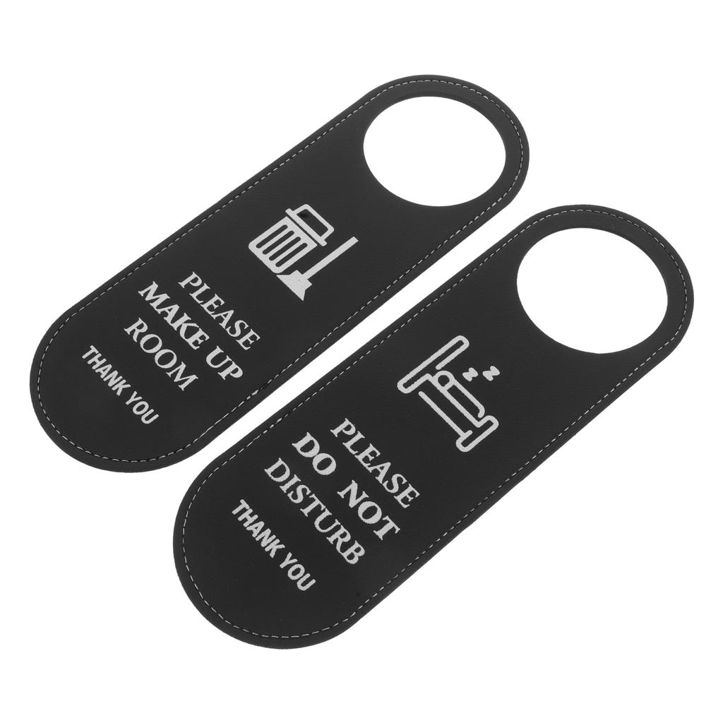 2Pcs Hotel Door Sign PU Do Not Disturb Hanger Double Sided for Guest Room Office Bedroom Door Knob Privacy Tag