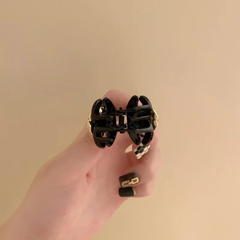 2pcs Black Rose Flower Hair Claw Elegant Temperament Camellia Hair Clip Princess Side Clip Women Girls Bangs Clip Hairpin