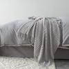 Nordic Knitted Throw Blanket - Grey & Khaki Sofa Blanket with Tassels, 110x160/200cm, Air Condition & Travel Blanket