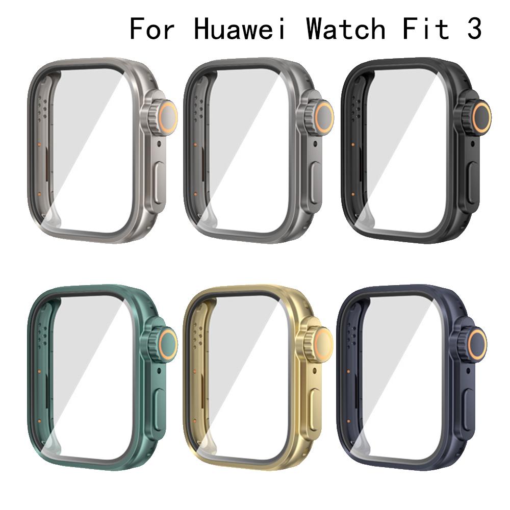 Plně ochranné pouzdro pro Huawei Watch Fit 3 Ochranné pouzdro na displej pro Huawei Fit3 Kryt PC Skořepina+tvrzené sklo Změnit na Ultra