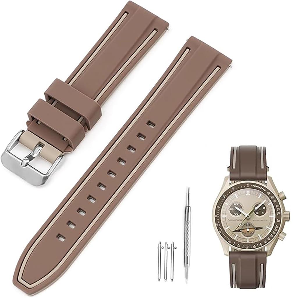 20mm Watch Band for Swatch X OMEGA Speedmaster Silicone Watch Strap for Swatch and Quick Release Replacement Tool and 3 Spring Bars Included [Ylfcly]