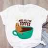 Cat Coffee Paw Strawberry Women's T-Shirts Cute Cartoon Top Female T Shirt Summer Funny Clothes O-Neck Ladies Tee Tops Shirts