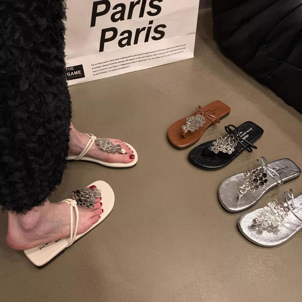 Mezzanine slippers women's spring and autumn 2025 new design sense temperament wear flat sandals women's shoes