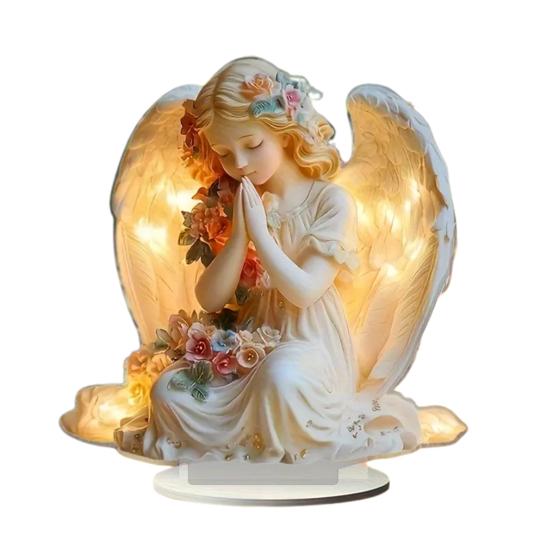 Prayer Angel Table Sign 2D Flat Acrylic Angel Desktop Ornament for Tabletop Shelf Entryway