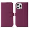 For iPhone 15 Pro Stand Case Litchi Texture Genuine Cow Leather Wallet Phone Cover RFID Blocking