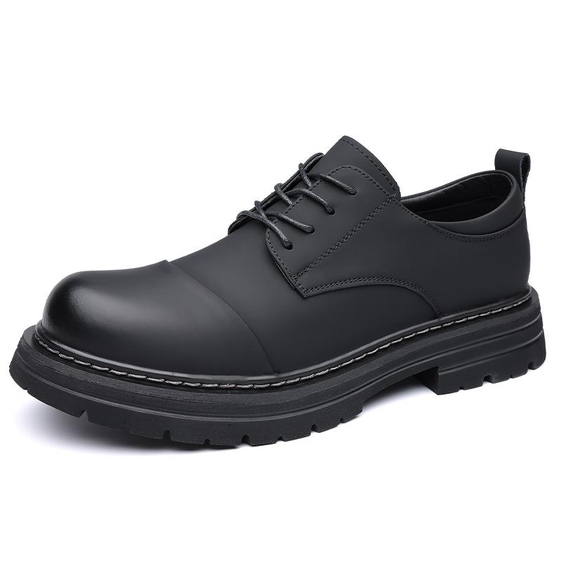 Neue Designer-Spitzen-Retro-Lederschuhe für Herren mit großer Spitze, Modische Freizeit-Plateauschuhe, Männlich, Schwarz, Britischer Stil, Arbeitsschuh, Mann