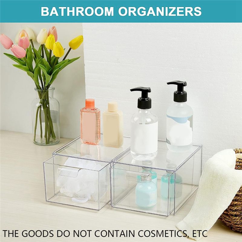 M-Modern-2 Pack Stackable Makeup Organizer Storage Box Clear Plastic Storage Box Acrylic Bathroom Organizer