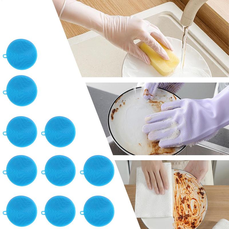 10PCS Silicone Dish Bowl Scrubber Dirt Cleaning Kitchen Towel For Non-Stick Oil Cleaning Washing Tool Kitchen Cleaning Brush