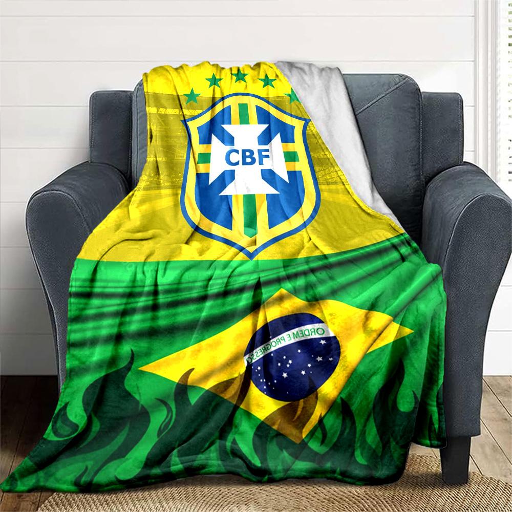 Brasil CBF Print Flannel Blanket High Quality Warm Comfortable Cover for All Seasons Perfect for Gifts Home Decor