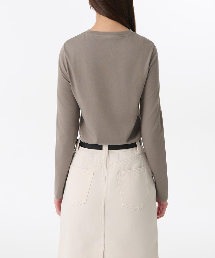 MUSINSA STANDARD WOMAN Women'S Flexible Crew Neck Long Sleeve T-Shirt [Taupe]