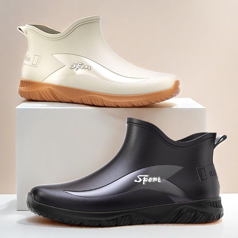 Winter Fleece Cover Warm Rubber Shoes Fashionable Waterproof Rubber Shoes Men's Rain Shoes Fashionable Outdoor Flat Rain Boots Rider Water Shoes