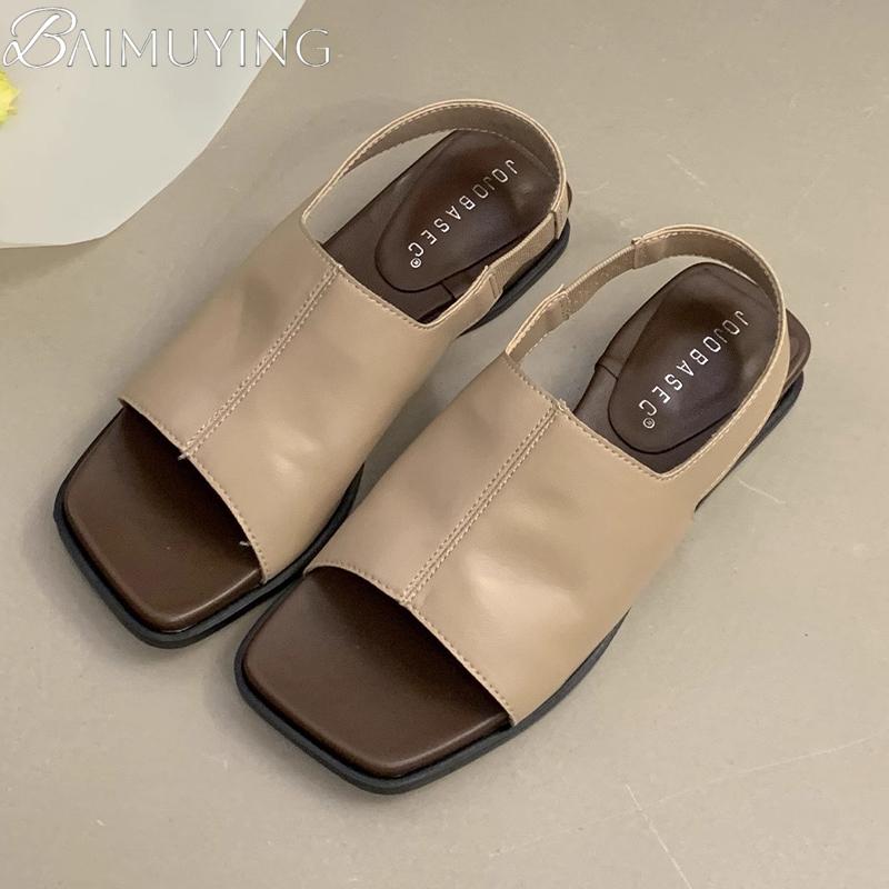 Women Flats Square Toe Sandals New Casual Summer Shoes Sport Brand Slippers 2025 Open Toe Flip Flops Slingback Slides