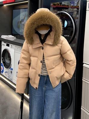 Women’s 2026 New Style Korean Down Cotton Jacket with Large Fur Collar - Short, Petite, Thickened Design.