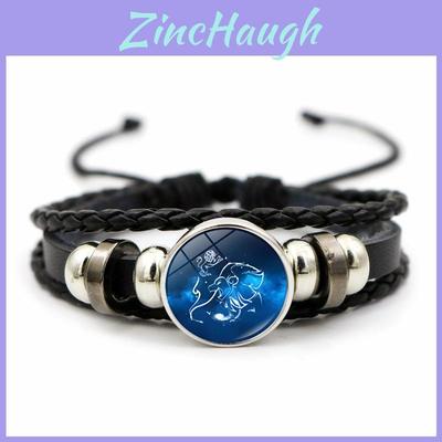 Stunning Zodiac Time Gem Leather Bracelet Handmade Multi-layer Beaded Accessory