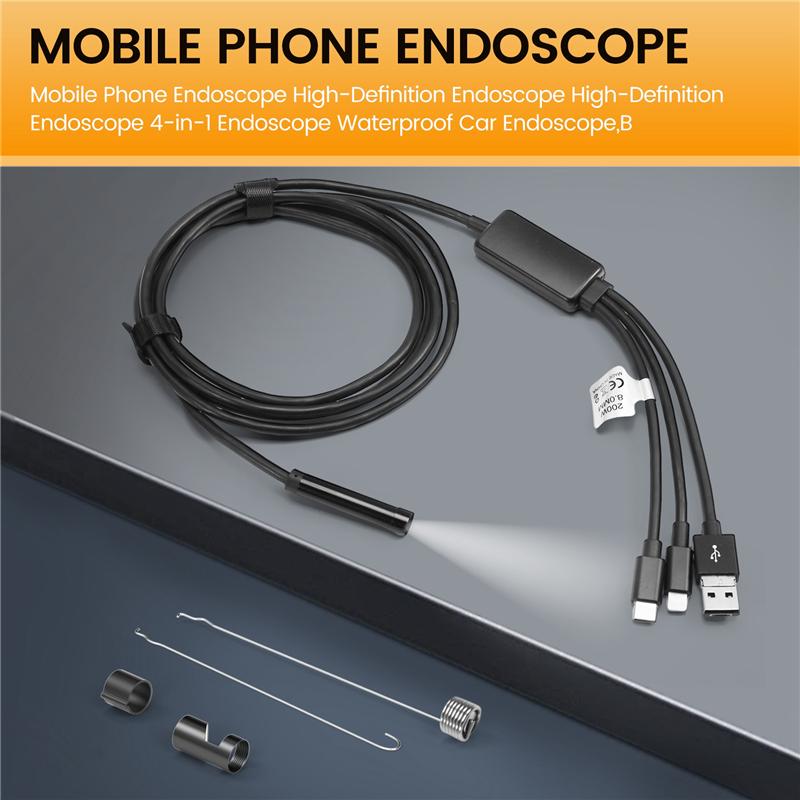 A60Z Top Mobile Phone Endoscope High-Definition Endoscope High-Definition Endoscope 4-In-1 Endoscope Waterproof Car Endoscope