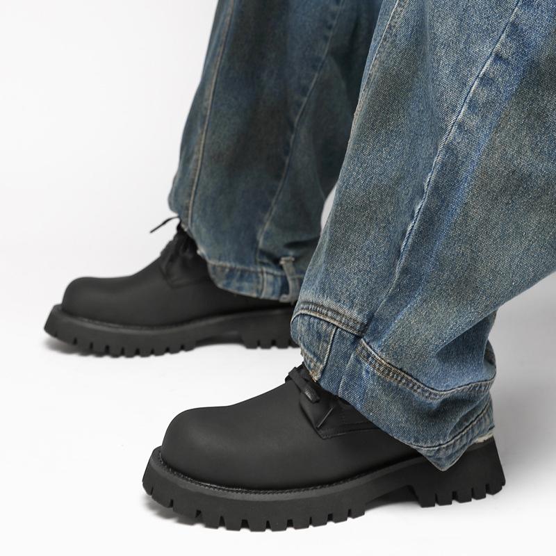 New big head leather shoes men's retro platform tooling big head shoes men's Martin small leather shoes men's trend