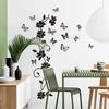 New 3D Butterfly Wall Stickers  Black Flower Rattan Living Room Background Room Wall Stickers Dark Style 38*43cm Home Decor