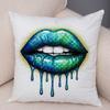 Bold Lip Art Pillowcase Double Print Leopard Pattern Cushion Cover Soft Plush Vibrant Design Pillow Case for Sofa Home Car