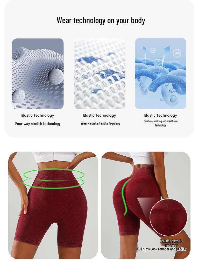 Frosted Seamless Yoga Pants: Women's Quick-Dry Butt-Lifting Sports Shorts & Three-Quarter Pilates Pants