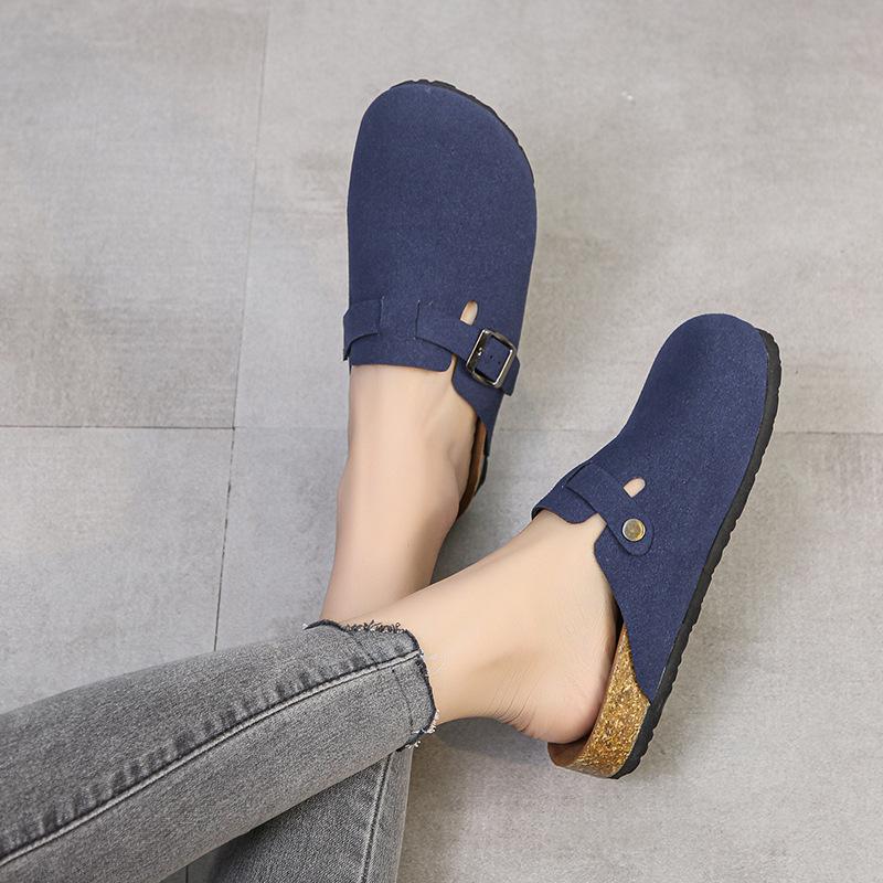 New Large-sized Pocket Shoes for Women, Casual Burken Shoes, Thick-soled Semi-slipper, Soft Soles for Lazy People