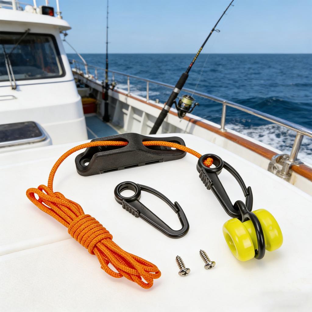 Downrigger Weight Retriever 86.6-Inch Cord with Snap Fairlead Cleat Boat Fishing Tool for Trolling and Deep-Sea Fishing
